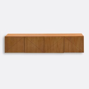 Eikenhouten gefineerd vintage tv-hifi meubel, voor wandmontage, LODGE