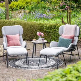 Garden Impressions Fresno loungestoelen donker grijs - Lucas bijzettafel Ø50 cm