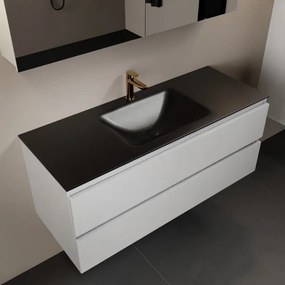 Mondiaz Aivy badmeubel 120cm talc met wastafel solid surface urban midden 1 kraangat en spiegelkast