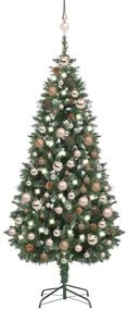 vidaXL Kunstkerstboom met LED's, kerstballen en dennenappels 180 cm