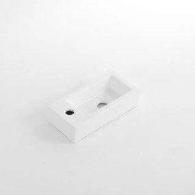 QeramiQ Dely Fontein - 38x18.5x9cm - keramiek - kraangat links - Mat wit E-8020L-MW