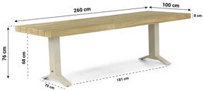 Dining Tuintafel  260 x 100 cm Aluminium/teak Taupe Santika Superior