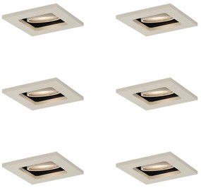Set van 6 Moderne inbouwspot beige GU10 50mm draai- en kantelbaar - Qure
