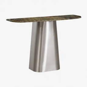 Moreila Halfronde Console 120x40 Cm In Natuursteen En Roestvrij Staal Groen Marmer Forest - Sklum