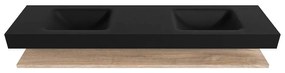Zaro Alan badmeubel 190cm met planchet washed oak en vrijhangende wastafel cloud dubbel 2 kraangaten urban