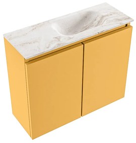 Mondiaz Ture DLux toiletmeubel 60cm ocher met wastafel frappe rechts zonder kraangat