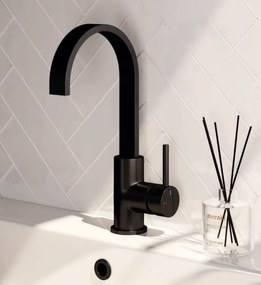 Brauer Black Edition ColdStart wastafelkraan hoog met draaibare platte uitloop model A zwart mat