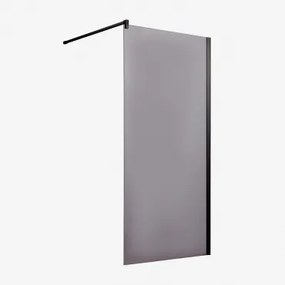 Vaste Douchewand Met 8 Mm Gehard Glas En Bristol Aluminium Matzwart & Grijs – Smoky & 80 X 195 Cm - Sklum