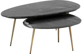 Goossens Salontafel Enzo ovaal, marmer zwart, elegant chic, 110 x 40 x 55 cm