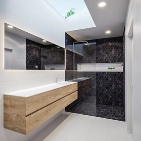 Mondiaz Vica 200cm badmeubel washed oak 4 lades wastafel Cloud rechts 1 kraangat