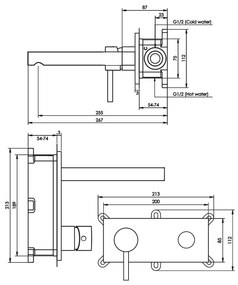 Brauer Chrome Edition ColdStart wastafelkraan inbouw rechte uitloop met achterplaat model E2 chroom
