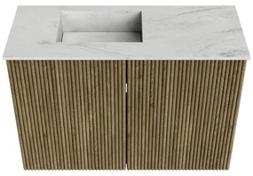 Mondiaz Joya DLux 60cm toiletmeubel dusk met wastafel faye links 1 kraangat opalo