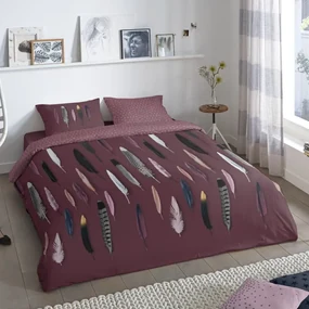 Good Morning Dekbedovertrek FEATHERS 155x220 cm bordeauxrood