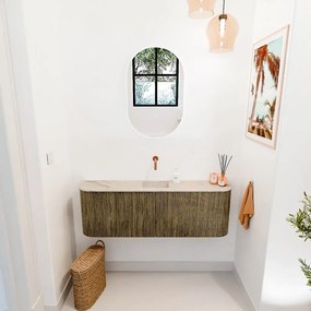 Mondiaz Joya DLux 125cm toiletmeubel ronding links/rechts dusk met wastafel faye midden zonder kraangat frappe