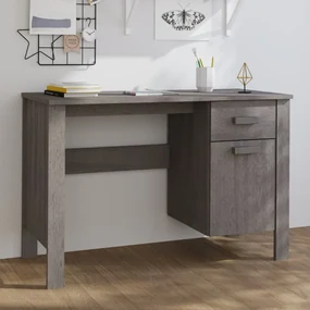 vidaXL Bureau 113x50x75 cm massief grenenhout lichtgrijs
