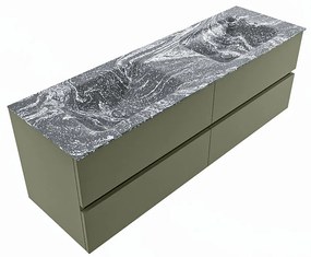 Mondiaz Vica DLux badmeubel 150cm army 4 lades met wastafel lava dubbel 2 kraangaten