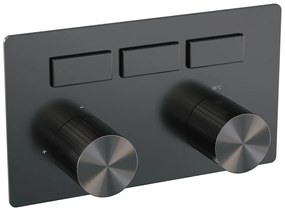 Brauer Stripe 3-weg inbouwthermostaat met drukknoppen gunmetal geborsteld PVD