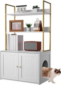 VEVOR Kattenkast, 700x450x1245 mm, Kattenbak met Metalen Poten en 2-laags Opbergplanken, Kattenbakkast, Kattenhuis, Past op de meeste kattenbakken, voor de Woonkamer