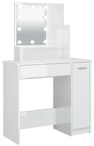 vidaXL Kaptafel met LED-verlichting 86,5x35x136 cm hoogglans wit