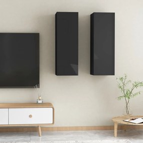 vidaXL Tv-meubelen 2 st 30,5x30x90 cm spaanplaat hoogglans zwart