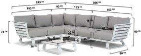 Hoek loungeset 5 personen Aluminium Wit  Lifestyle Garden Furniture Santika Sovita