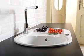 Sapho spoelbak 86x50cm met kraangat wit graniet