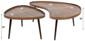 Organische Salontafels Met Metaal Frame - 103 X 55cm.