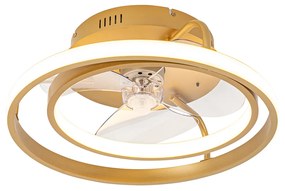 Plafondventilator met lamp goud 46.5cm incl. LED met afstandsbediening - Kees Design rond Binnenverlichting Lamp