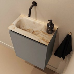 Mondiaz Ture DLux toiletmeubel 40cm smoke met wastafel frappe links zonder kraangat