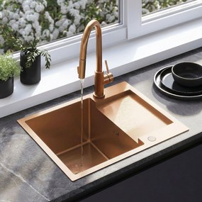 Stalen spoelbak Paul BRUSH COPPER