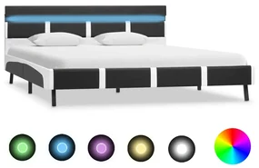vidaXL Bedframe met LED kunstleer grijs 160x200 cm
