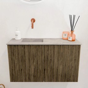 Mondiaz Joya DLux 70cm toiletmeubel dusk met wastafel faye links zonder kraangat glace