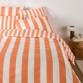 Katoenen kussensloop, streepjesprint, HENDAYE ORANGE