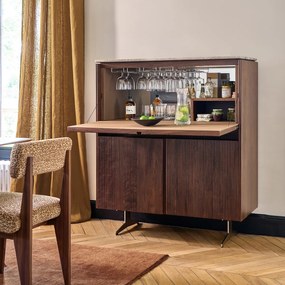 Walnoot barmeubel, walnootfineer en travertijn, Jakto