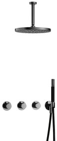 Hotbath Cobber IBS70 inbouwdouche met 15cm plafondbuis en 30cm hoofddouche zwart chroom