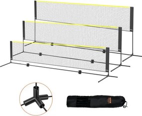 VEVOR Badmintonnet, in hoogte verstelbaar volleybalnet, 420 x 155 x 103 cm Opvouwbaar pickleballnet, draagbare tennisnetset met palen, standaard en draagtas, in de tuin, binnen en buiten