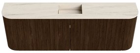 Mondiaz Joya DLux 125cm toiletmeubel ronding links/rechts walnut met wastafel faye midden zonder kraangat meli