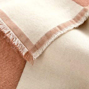 Plaid in jacquard met geometrische strepen en franjes, TABAKA