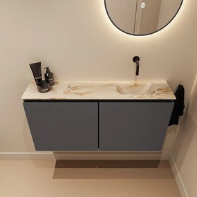 Mondiaz Ture DLux toiletmeubel 100cm dark grey met wastafel frappe rechts zonder kraangat