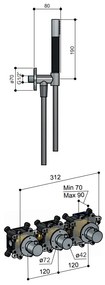 Hotbath Cobber IBS70 inbouwdouche met 15cm plafondbuis zwart mat