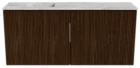 Mondiaz Joya DLux 90cm toiletmeubel walnut met wastafel faye links 1 kraangat glace