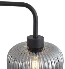 Design vloerlamp zwart met smoke glas - Ana