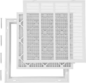 VEVOR-luchtfilterrooster, past op installatieopening van 50,5 x 50,5 cm (B x H), filter inbegrepen, uitlaatrooster voor muur, gepoedercoat stalen retourluchtrooster