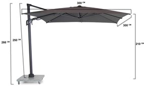 Santika Belize Deluxe parasol 300x300 antraciet frame/dark grey