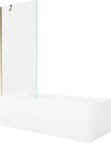 Mexen Cubik rechthoekig bad 160 x 70 cm met ombouw en 1-deurs scherm 80 cm, transparant, goud - 550316070X9508000050