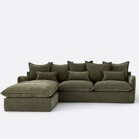 Hoekbank links, omvormbaar, afneembare hoes, 4-zits, gemêleerd polyester, ODNA