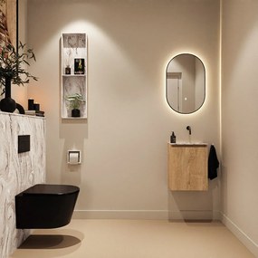 Mondiaz Ture DLux toiletmeubel 40cm washed oak met wastafel glace rechts zonder kraangat