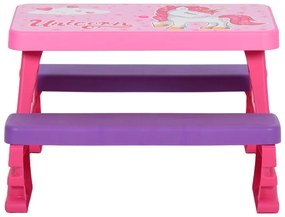 vidaXL Kinderpicknicktafel met banken 79x69x42 cm roze