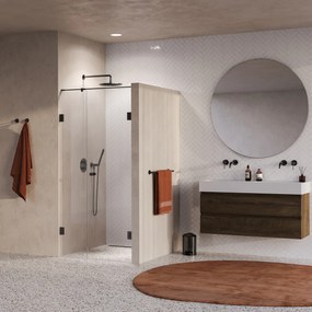 Brauer Void Carving profielloze nisdeur 100cm met draaideur 60cm aan muur gunmetal geborsteld PVD