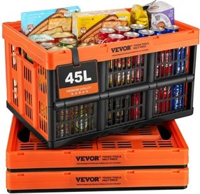 VEVOR Set van 3 45L Professionele Vouwdozen van PP Transportdoos Opvouwbare Opbergdoos met Handvat Stapelbare Dozen Opbergdoos Vouwdozen Stapelbare Dozen voor Opslag & Transport Oranje